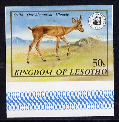 Lesotho 1981 WWF - Oribi 50s value imperf single unmounted mint as SG 472, stamps on animals, stamps on  wwf , stamps on 