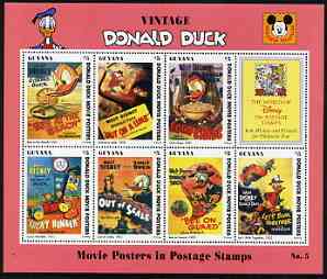 Guyana 1994 Disney's Vintage Donald Duck Movie Posters #5 (incl Bee on Guard) perf sheetlet containing 7 x $5 values unmounted mint, similar to SG 3760-67, stamps on , stamps on  stamps on disney, stamps on  stamps on cartoons, stamps on  stamps on films, stamps on  stamps on cinema, stamps on  stamps on bees, stamps on  stamps on honey, stamps on  stamps on  oil , stamps on  stamps on balloons, stamps on  stamps on 