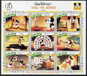 St Vincent 1992 Disney's Thru The Mirror perf sheetlet containing 9 x 60c values unmounted mint, stamps on , stamps on  stamps on disney, stamps on  stamps on cartoons, stamps on  stamps on films, stamps on  stamps on cinema, stamps on  stamps on playing cards, stamps on  stamps on 