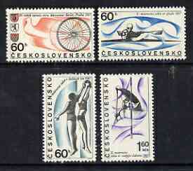 Czechoslovakia 1967 Sports Events perf set of 4 unmounted mint, SG 1652-55, stamps on sport, stamps on bicycles, stamps on canoeing, stamps on basketball, stamps on women