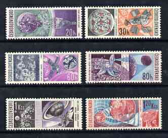 Czechoslovakia 1966 Space Research perf set of 6 unmounted mint, SG 1606-11, stamps on , stamps on  stamps on space, stamps on  stamps on satellites