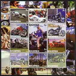 Kalmikia Republic 2003 Harley Davidson Motorcycles perf set of 12 values unmounted mint, stamps on , stamps on  stamps on motorbikes