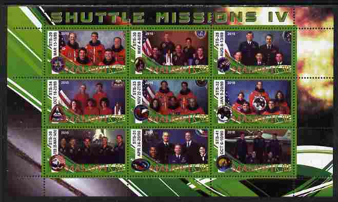 Malawi 2010 Space Shuttle Missions #04 perf sheetlet containing 9 values unmounted mint, stamps on space, stamps on shuttle