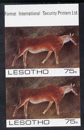 Lesotho 1983 Eland (Rock Paintings) 75s value imperf pair unmounted mint (SG 543), stamps on animals, stamps on arts, stamps on bovine