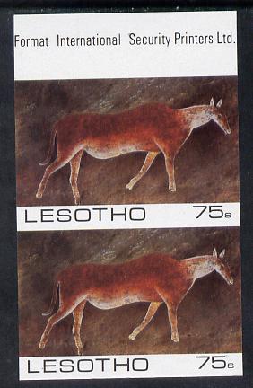 Lesotho 1983 Eland (Rock Paintings) 75s value imperf pair unmounted mint (SG 543), stamps on , stamps on  stamps on animals, stamps on  stamps on arts, stamps on  stamps on bovine