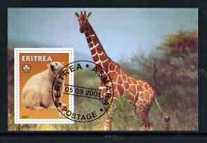 Eritrea 2001 Bear & Giraffe imperf souvenir sheet (with Scout Logo) fine cto used, stamps on , stamps on  stamps on animals, stamps on  stamps on scouts, stamps on  stamps on giraffe, stamps on  stamps on bears