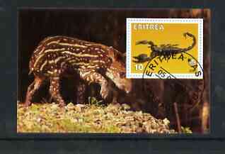 Eritrea 2001 Scorpion & Tapir imperf souvenir sheet (with Scout Logo) fine cto used, stamps on animals, stamps on scouts, stamps on insects, stamps on scorpions, stamps on tapir