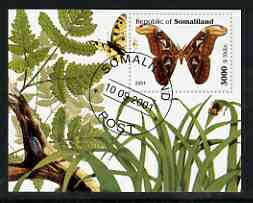Somaliland 2001 Butterflies imperf souvenir sheet cto used, stamps on , stamps on  stamps on butterflies, stamps on  stamps on insects