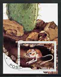 Somaliland 2001 Desert Mouse & Cactus imperf souvenir sheet cto used, stamps on animals, stamps on rodents, stamps on cacti