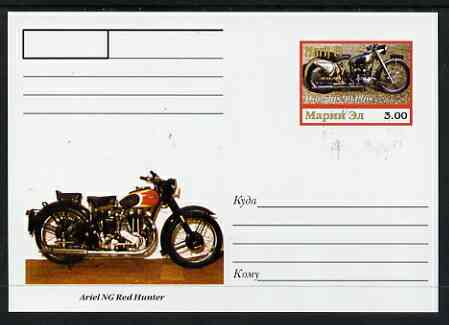 Marij El Republic 1999 Motorcycles postal stationery card No.03 from a series of 16 showing Douglas 90+ & Ariel NG, unused and pristine, stamps on , stamps on  stamps on motorbikes