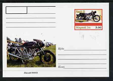 Marij El Republic 1999 Motorcycles postal stationery card No.13 from a series of 16 showing BMW & Ducatti, unused and pristine, stamps on , stamps on  stamps on motorbikes