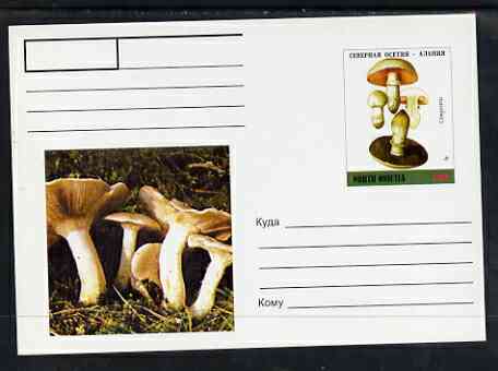 North Ossetia Republic 1999 Fungi #2 postal stationery card unused and pristine, stamps on , stamps on  stamps on fungi