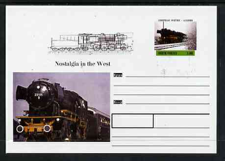 North Ossetia Republic 1999 Steam Locomotives #1 postal stationery card unused and pristine, stamps on , stamps on  stamps on railways