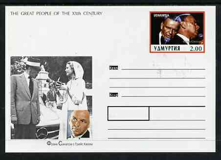 Udmurtia Republic 1999 Great People of the 20th Century #2 postal stationery card unused and pristine showing Frank Sinatra, stamps on , stamps on  stamps on millennium, stamps on  stamps on personalities, stamps on  stamps on music, stamps on  stamps on sinatra