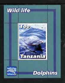Tanzania 2003 Wild Life - Dolphins perf souvenir sheet unmounted mint, stamps on dolphins, stamps on animals, stamps on marine life