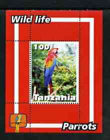Tanzania 2003 Wild Life - Parrots perf souvenir sheet unmounted mint, stamps on birds, stamps on parrots