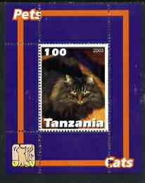 Tanzania 2003 Pets - Cats perf souvenir sheet unmounted mint, stamps on cats