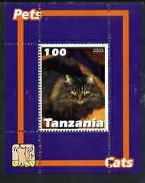 Tanzania 2003 Pets - Cats perf souvenir sheet unmounted mint, stamps on , stamps on  stamps on cats