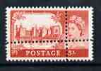 Great Britain 1967 Castles (no wmk) 5s with perforations doubled (stamp is quartered) an attractive and interesting modern forgery, unmounted mint, stamps on castles