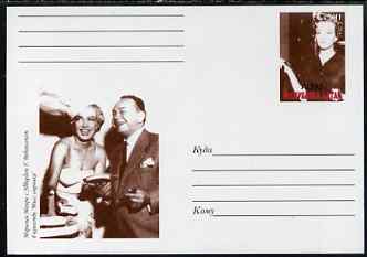 Altaj Republic 1999 Marilyn Monroe #05 postal stationery card unused and pristine showing Marilyn with Edward G Robinson, stamps on films, stamps on cinema, stamps on entertainments, stamps on music, stamps on personalities, stamps on marilyn, stamps on monroe