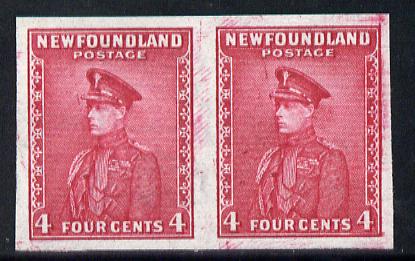Newfoundland 1932-38 Duke of Windsor 4c carmine unmounted mint imperf pair, SG 224a, stamps on royalty, stamps on  kg5 , stamps on 