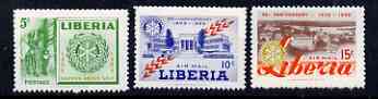 Liberia 1955 50th Anniversary of Rotary International perf set of 3 unmounted mint, SG 773-75, stamps on rotary
