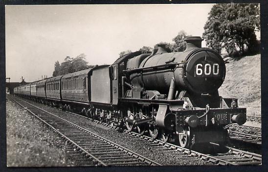 Postcard by Ian Allan - GWR up West of England Express hauled by County Class 4-6-0 No.1012 County of Denbigh, black & white, unused and in good condition, stamps on railways