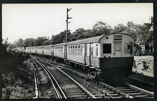 Postcard by A-B-C - LNER Tyneside Electric Coast Train, black & white, unused and in good condition, stamps on railways