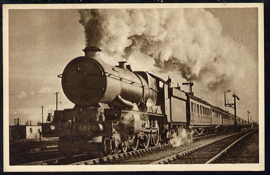 Postcard by Ian Allan - GWR Down Bristol Express headed by King Class 4-6-0 No.6021 King Richards II, sepia, unused and in good condition, stamps on railways