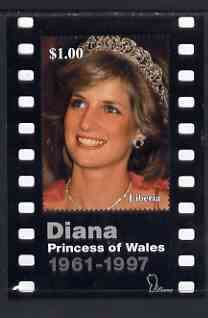 Liberia 1997 Princess Diana Memorial perf m/sheet (Portrait within strip of film) unmounted mint, stamps on , stamps on  stamps on royalty, stamps on  stamps on diana, stamps on  stamps on films