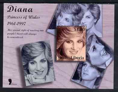 Liberia 1997 Princess Diana Memorial perf m/sheet (Pencil sketch surrounded by5 similar portraits) unmounted mint, stamps on , stamps on  stamps on royalty, stamps on  stamps on diana