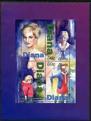 Liberia 1997 Princess Diana Memorial perf sheetlet containing 4 values (Diana at various ages) unmounted mint, stamps on , stamps on  stamps on royalty, stamps on  stamps on diana