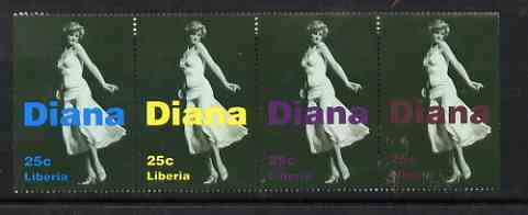 Liberia 1997 Princess Diana Memorial perf strip of 4 values (Full length in flowing dress) unmounted mint, stamps on royalty, stamps on diana