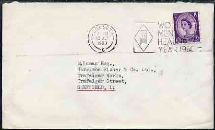 Postmark - Great Britain 1960 cover bearing illustrated slogan cancellation for 'World Mental Health Year', stamps on medical, stamps on disabled