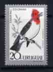 Uruguay 1962 Red-Crested Cardinal Bird 20c unmounted mint, SG 1209, stamps on birds, stamps on 