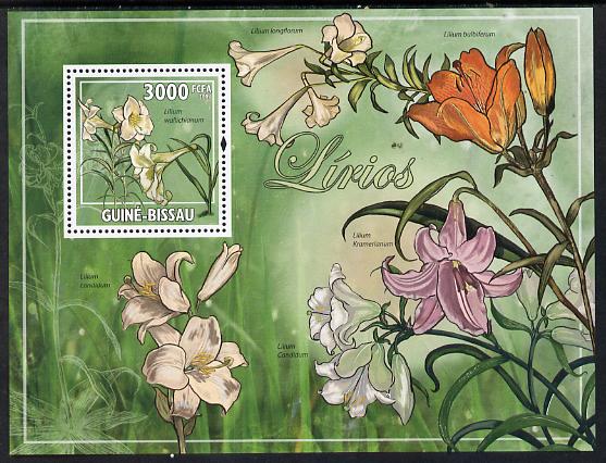 Guinea - Bissau 2009 Lilies perf s/sheet unmounted mint, stamps on flowers, stamps on lilies