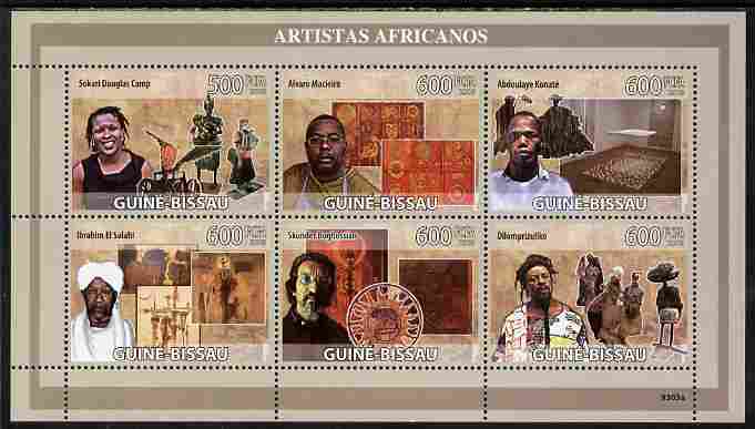 Guinea - Bissau 2009 Artists of Africa perf sheetlet containing 6 values unmounted mint Yv 2898-2903, Mi 4258-63, stamps on personalities, stamps on arts