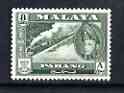 Malaya - Pahang 1957 East Coast Railway 8c (from def set) unmounted mint, SG 79, stamps on railways