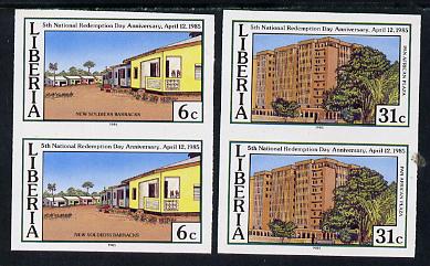 Liberia 1985 Nat Redemption Day set of 2 in imperf pairs unmounted mint, as SG 1597-98*, stamps on 