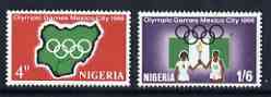 Nigeria 1968 Mexico Olympic Games perf set of 2 unmounted mint, SG 213-14*, stamps on , stamps on  stamps on olympics