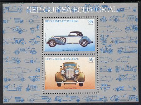 Equatorial Guinea 1979 Cars m/sheet containing 2 values (Mi 1507-08) unmounted mint, stamps on , stamps on  stamps on cars    mercedes    rolls royce