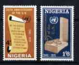 Nigeria 1970 25th Anniversary of United Nations perf set of 2 unmounted mint, SG 246-47*, stamps on united nations