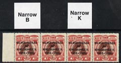 Cook Islands 1935 KG5 Silver Jubilee 1d (Capt Cook) red-brown & lake unmounted mint strip of 4 incl Narrow 'K' and Narrow 'B' varieties, SG 113/a/b, stamps on , stamps on  stamps on explorers, stamps on  stamps on cook, stamps on  stamps on , stamps on  stamps on  kg5 , stamps on  stamps on , stamps on  stamps on silver jubilee