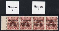 Cook Islands 1935 KG5 Silver Jubilee 1d (Capt Cook) red-brown & purple-lake shade unmounted mint strip of 4 incl Narrow 'K' and Narrow 'B' varieties, SG 113/a/bvar, stamps on , stamps on  stamps on explorers, stamps on  stamps on cook, stamps on  stamps on , stamps on  stamps on  kg5 , stamps on  stamps on , stamps on  stamps on silver jubilee