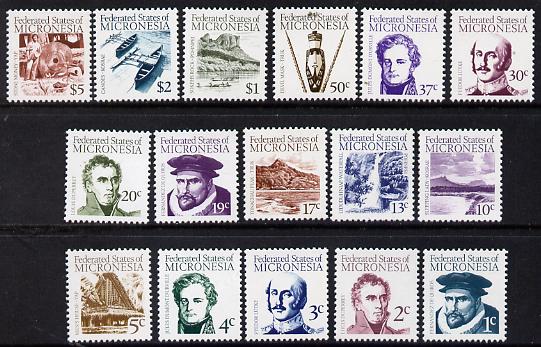 Micronesia 1984 Explorers & Local Scenes original set of 16 values to $5 unmounted mint, SG 5-20, stamps on , stamps on  stamps on explorers, stamps on  stamps on waterfalls, stamps on  stamps on personalities