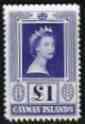 Cayman Islands 1953-62 Queen Elizabeth II 1 (from def set)  'Maryland' perf 'unused' forgery, as SG 161a - the word Forgery is either handstamped or printed on the back and comes on a presentation card with descriptive notes, stamps on maryland, stamps on forgery, stamps on forgeries, stamps on royalty