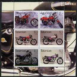 Tatarstan Republic 2003 Motorcycles perf sheetlet containing set of 6 values unmounted mint, stamps on motorbikes