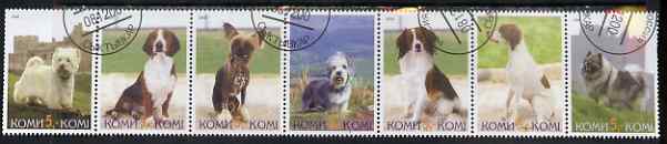 Komi Republic 2000 Dogs perf set of 7 values complete fine cto used, stamps on dogs, stamps on 