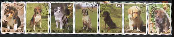 Touva 2000 Dogs perf set of 7 values complete fine cto used , stamps on , stamps on  stamps on dogs, stamps on  stamps on 