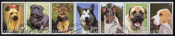 Udmurtia Republic 2000 Dogs perf set of 7 values complete fine cto used , stamps on dogs, stamps on 